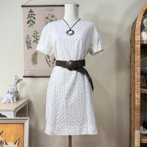 Kate Spade White Eyelet Lace Shift Mini Dress Coastal Grandma Cowgirl Preppy M 8